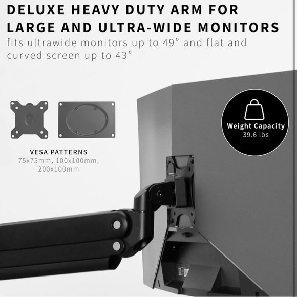 VIVO Aluminum Ultrawide Monitor Stand, Classic, Fits up to 49 inch Screens - Picture 4 of 8